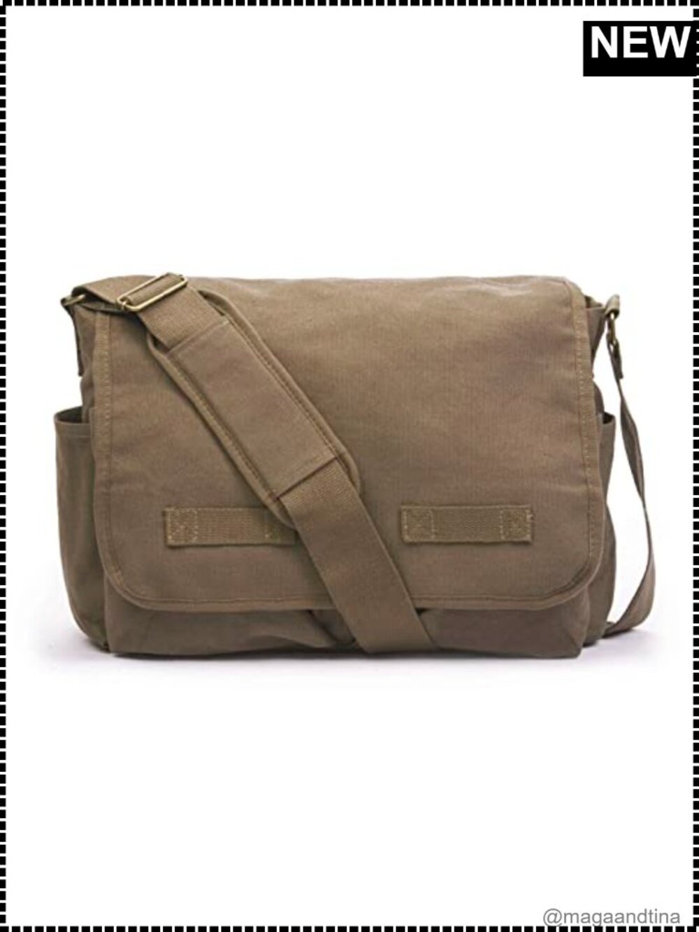 Heavyweight Cotton Canvas Messenger Bag Adjustable Shoulder Strap Laptop Travel